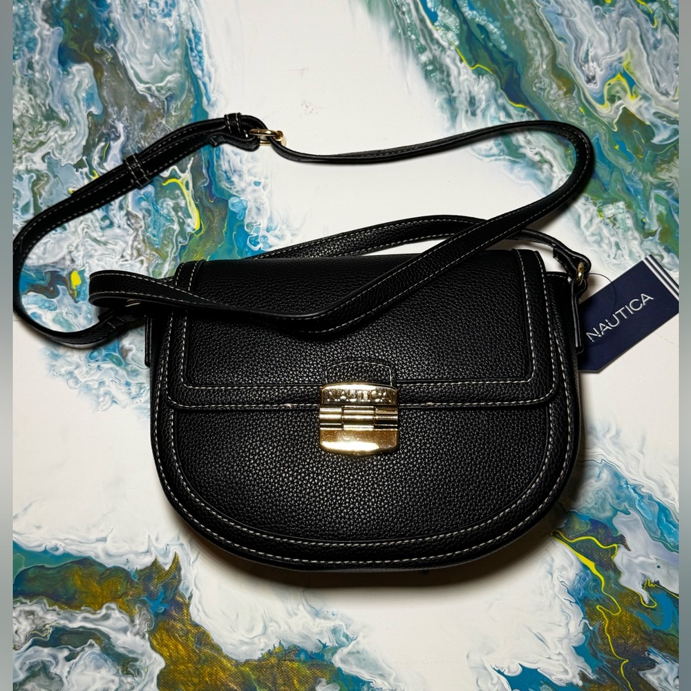 NAUTICA Black Crossbody Bag with Gold Clasp. EASTER BAG